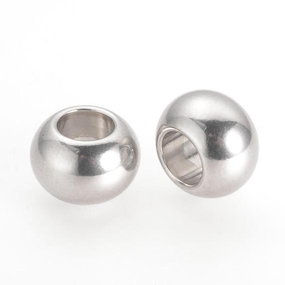 201 Stainless Steel Beads, Large Hole Beads, Rondelle