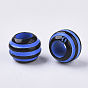 Spray Painted Acrylic European Beads, Large Hole Beads, Rondelle with Stripe