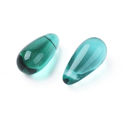 Perles de verre tchèques, galvanisé / teint / transparent / imitation opalite, perles percées, larme