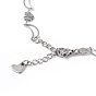 304 Stainless Steel Moon & Heart Link Chain Bracelet for Women