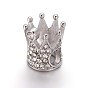 304 inoxydable perles de style en acier européen, Perles avec un grand trou   , avec strass, couronne