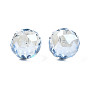 Electroplate Transparent Glass Beads Strands, Luster Plated, Faceted, Round