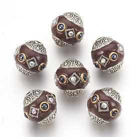 Polymère perles d'argile, avec strass et métal argenté, ovale