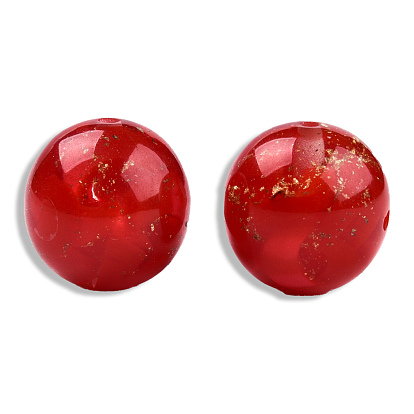 Opaque Resin Beads, with Gold Foil, Round
