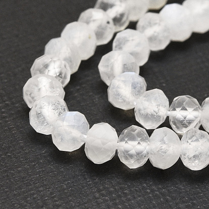 Natural Rainbow Moonstone Beads Strands, Faceted, Rondelle
