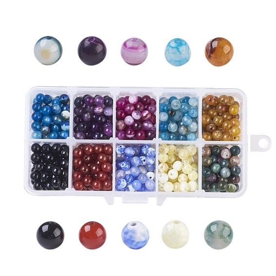 Perles en agate naturelles, Grade a, teint, facette, ronde