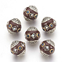 Polymer Clay Beads, with Rhinestone and Antique Silver Tone Mixed Metal Findings, Oval