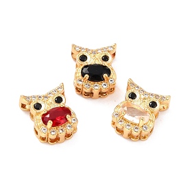 Real 18K Gold Plated Brass Micro Pave Cubic Zirconia Charms, Long-Lasting Plated, Owl