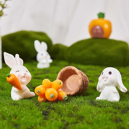 Статуэтка кролика из смолы, скульптура кролика, морковь, бонсай, фигурка для лужайки, сада, стола, украшение для дома (смешанные цвета)