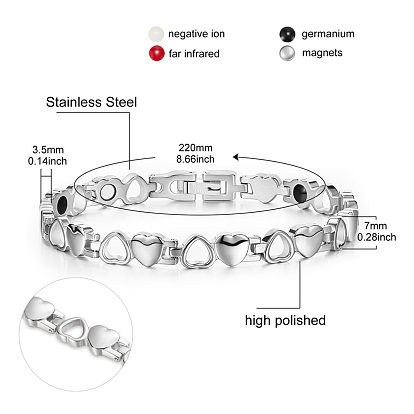 SHEGRACE Stainless Steel Watch Band Bracelets, Heart