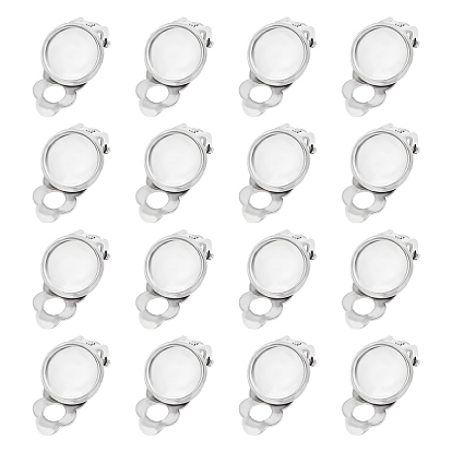 201 Stainless Steel Clip-on Earring Findings, Flat Round