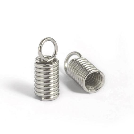 304 Stainless Steel Coil Cord Ends, 11x4.5mm, Hole: 3mm, Inner Diameter: 3mm