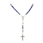 Colliers de perles de chapelet en verre, alliage vierge marie avec collier pendentif croix pour femme