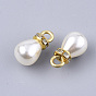 High Luster ABS Plastic Imitation Pearl Pendants, with Golden Plated Iron Findings and Crystal Rhinestone, Teardrop