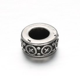 304 de acero inoxidable perlas espaciadoras, columna, 10x4.5 mm, agujero: 5 mm