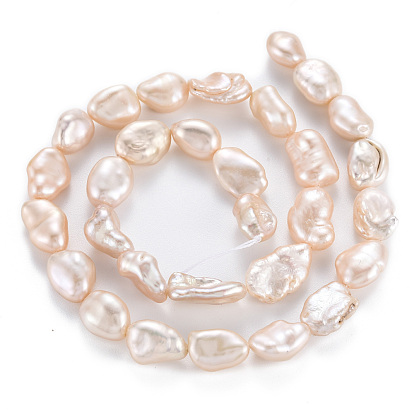 Perles de nacre naturelle brins Keshi, perle de culture d'eau douce, nuggets