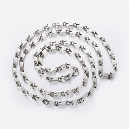 Collares de cadena de enlace de acero inoxidable de moda 304, con cierre de langosta