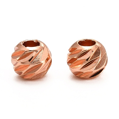 Brass Corrugated Beads, Long-Lasting Plated, Round
