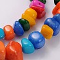 Natural Mashan Jade Beads Strands, Dyed, Mixed Color, 10~18x8~13mm, Hole: 1mm, about 130pcs/strand, 36 inch