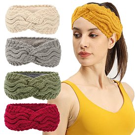 Polyacrylonitrile Fiber Yarn Warmer Headbands with Velvet, Soft Stretch Thick Cable Knit Head Wrap for Women