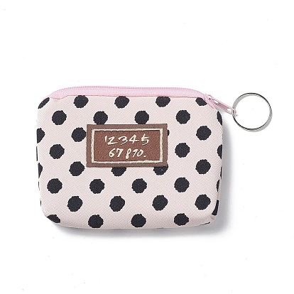 Polka Dot Pattern Cotton Clothlike Bags, Change Purse, with Handle Ring