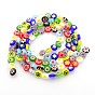 Handmade Millefiori Glass Bead Strands, Flat Disc