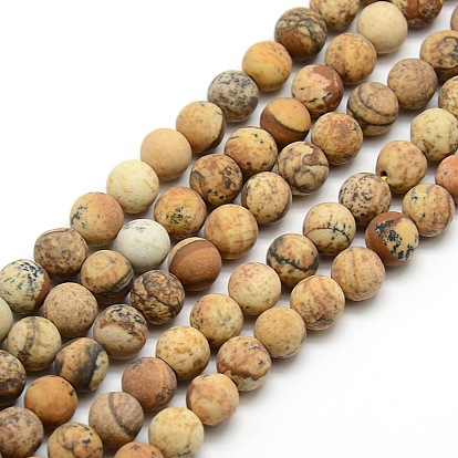 Esmerilado jaspe imagen natural hebras de perlas ronda