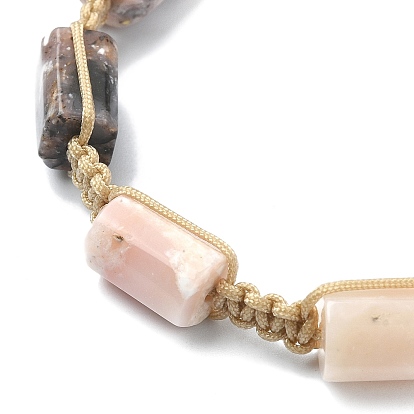 3 pcs 3 ensemble de bracelets de perles tressées en cubes de pierres précieuses naturelles mélangées de style, bracelets réglables en nylon pour femmes