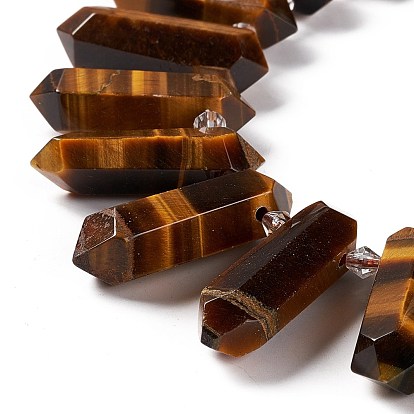 Natural Tiger Eye Beads Strands, Faceted, Double Terminated Pointed/Bullet