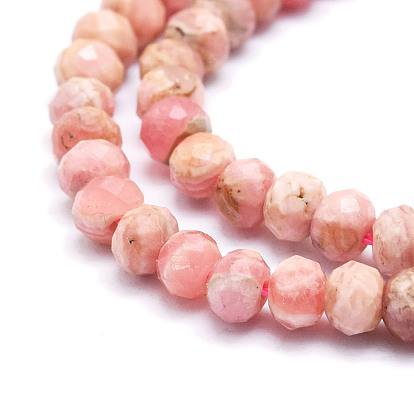 Brins de perles de rhodochrosite argentine naturelles, facette, rondelle
