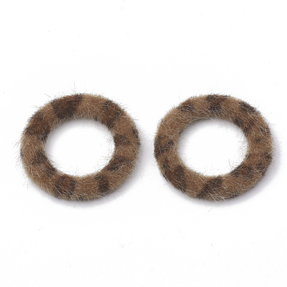 Faux Mink Fur Covered Linking Rings, with Aluminum Bottom, Ring