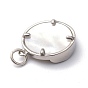 Natural Shell Pendants, with Brass Findings & Jump Ring, Long-Lasting Plated, Flat Round with Sun