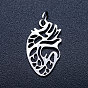 201 Stainless Steel Pendants, Anatomical Organ Heart Shape, with Unsoldered Jump Rings
