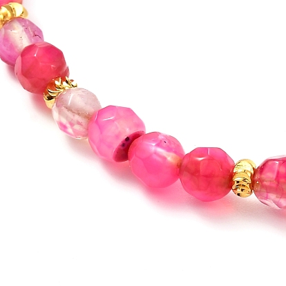 Bracelets de perles d'agate craquelée de feu naturel, avec chaîne en laiton