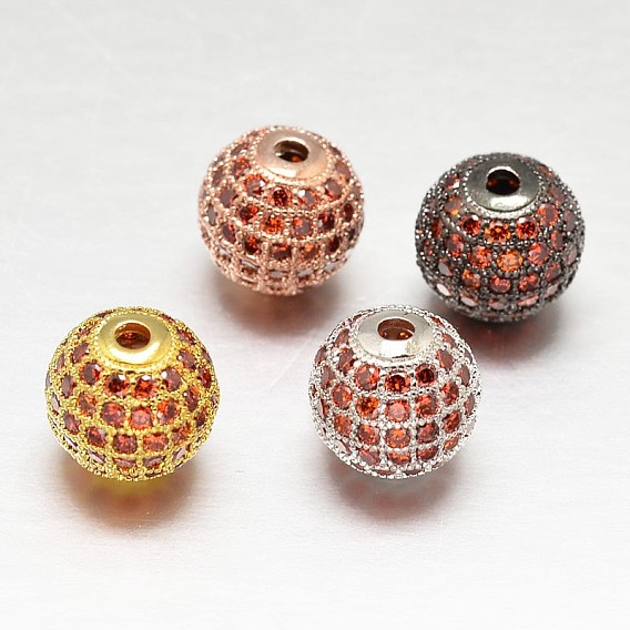 Micro en laiton cz ouvrent perles rondes de zircone cubique