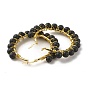 Natural & Synthetic Mixed Stone Beaded Hoop Earrings for Women, Real 18K Gold Plated Wire Wrap Big Circle Hoop Earrings