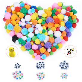PandaHall Elite Pom Pom Balls, Wiggle Googly Eyes Plastic Cabochons, for DIY Doll Creative Crafts Decorations