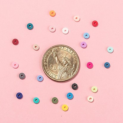 24 abalorios de arcilla polimérica hechos a mano ecológicos de colores, para suministros de manualidades de joyería diy, disco / plano y redondo, perlas heishi