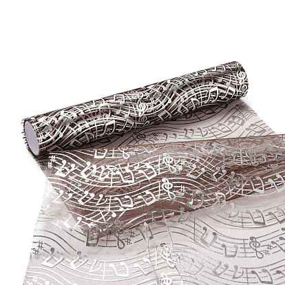 Musical Note Printed Deco Mesh Ribbons, Tulle Fabric, for Party Home Decoration