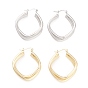Textured Double Rhombus Brass Huggie Hoop Earrings for Women