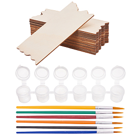 Поделки цветной рисунок деревянные поделки, с деревянными кабошонами, набор кистей для рисования по пластику и пустая палитра красок