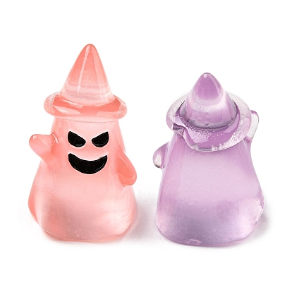 Halloween Luminous Resin Ghost with Hat Display Decoration, Micro Landscape Decorations, Glow in the Dark
