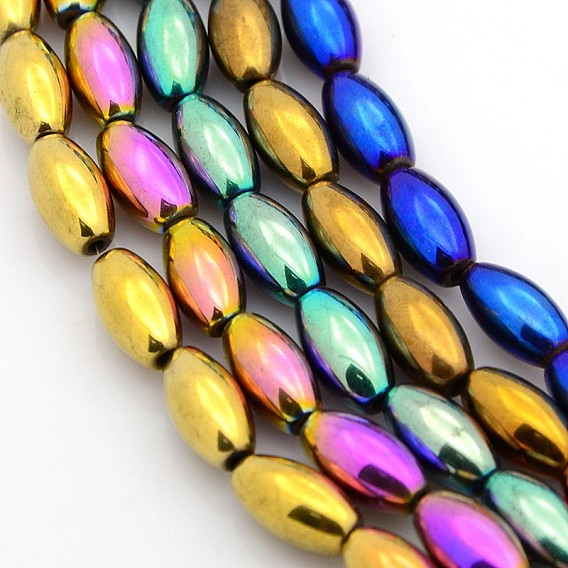 Galvanoplastie magnétiques synthétiques perles d'hématite brins, ovale, 12x6mm, Trou: 2mm, Environ 33 pcs/chapelet, 15.7 pouce