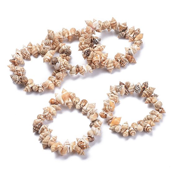 Bracelets extensibles en spirale naturelle unisexe, bracelets perlés, conque