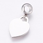 304 Stainless Steel European Dangle Charms, Large Hole Pendants, with Enamel, Heart with Star