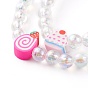Transparent Acrylic Beaded Stretch Kids Bracelets, with Polymer Clay Beads, Cake