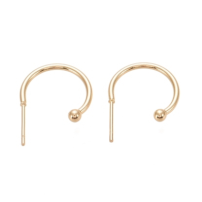 304 Stainless Steel C-shaped Hoop Circle Ball Stud Earrings, with 316 Surgical Stainless Steel Pin