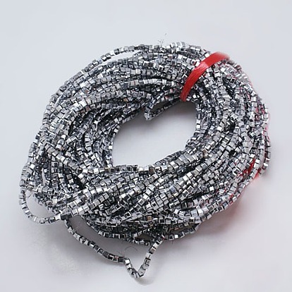 Electroplate Glass Beads Strands, Cube