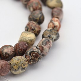 Brins de perles de jaspe en peau de léopard naturel, pierre tombée, nuggets, 5~7x5~7mm, Trou: 1mm, environ 15.7 pouce