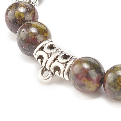 Natural Gemstone Stretch Bracelet with Alloy Beads for Women